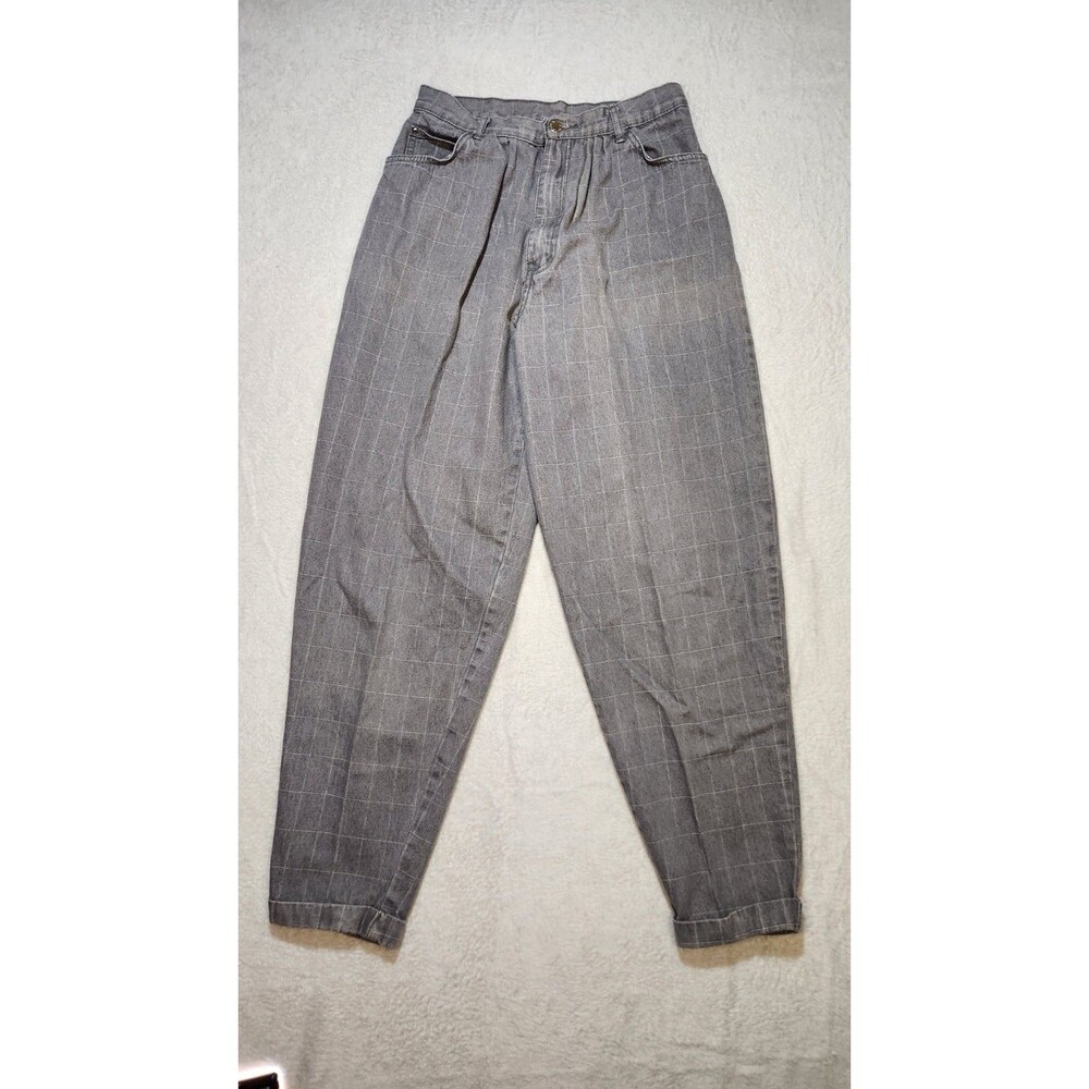 Gitano 80's Pleated Windowpane Pants High Rise Relaxed Fit 100% cotton Vintage